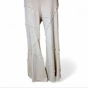 Wild Fable Cream Ribbed Ruffle Wide Leg Pants Size Large